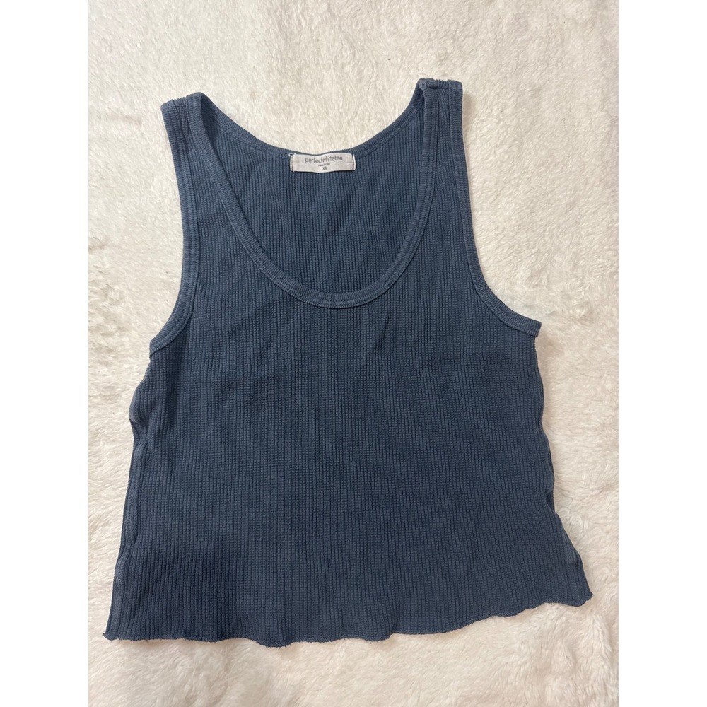 PerfectwhiteTee Tank Top Womens XS Blue Excellent Waffle Knit Cotton Scoop Neck